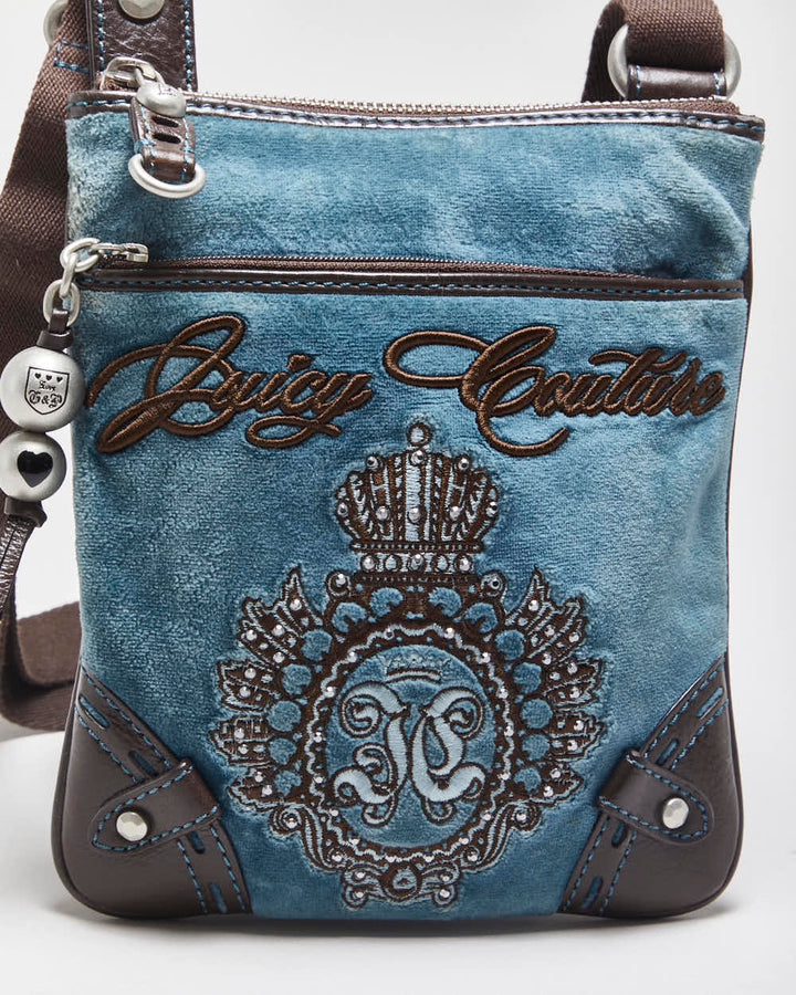 Vintage Y2k 2000s Juicy Couture Embroidered Velour Cross-body Bag