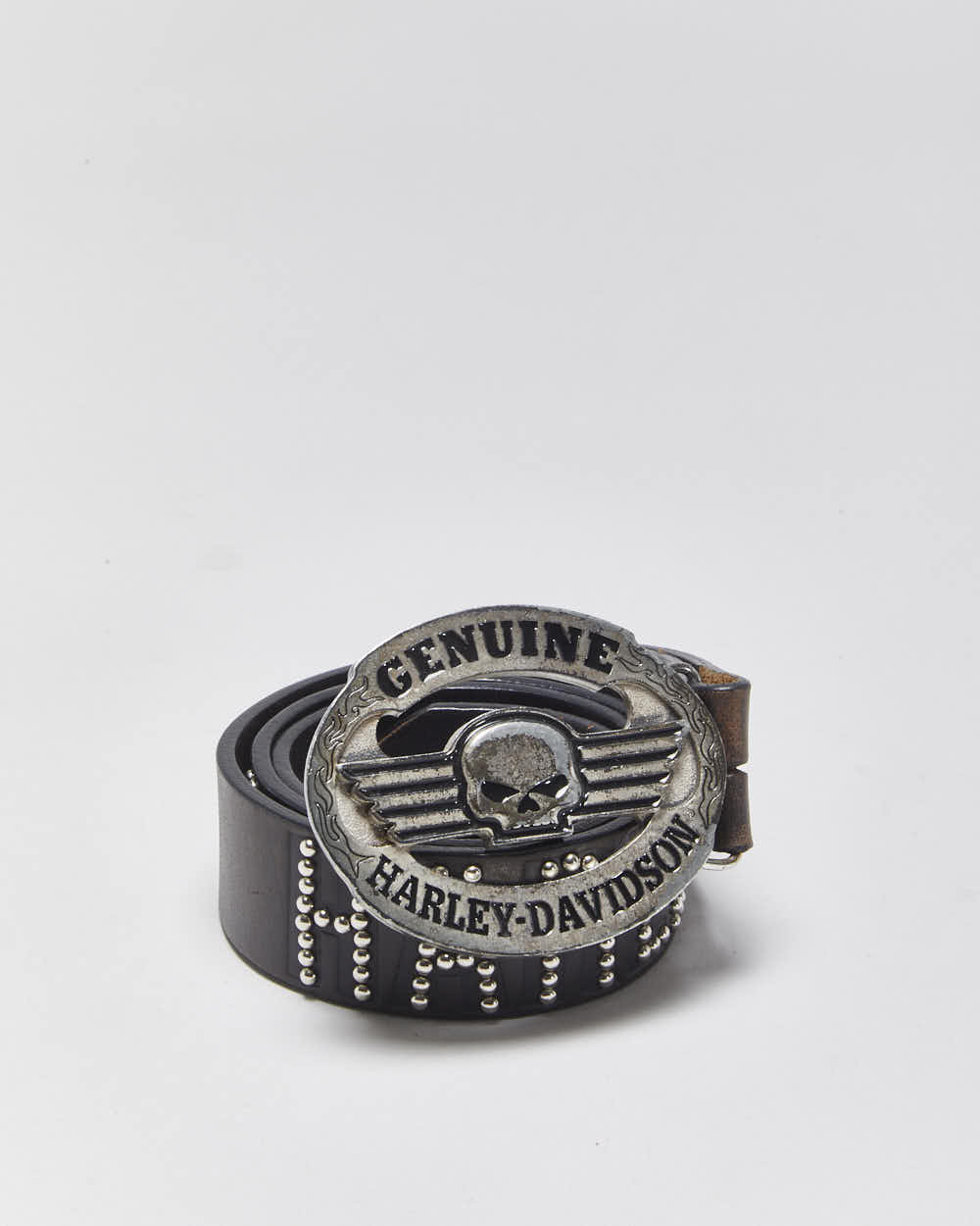 Vintage Harley Davidson Studded Chunky Buckle Belt W29-W33