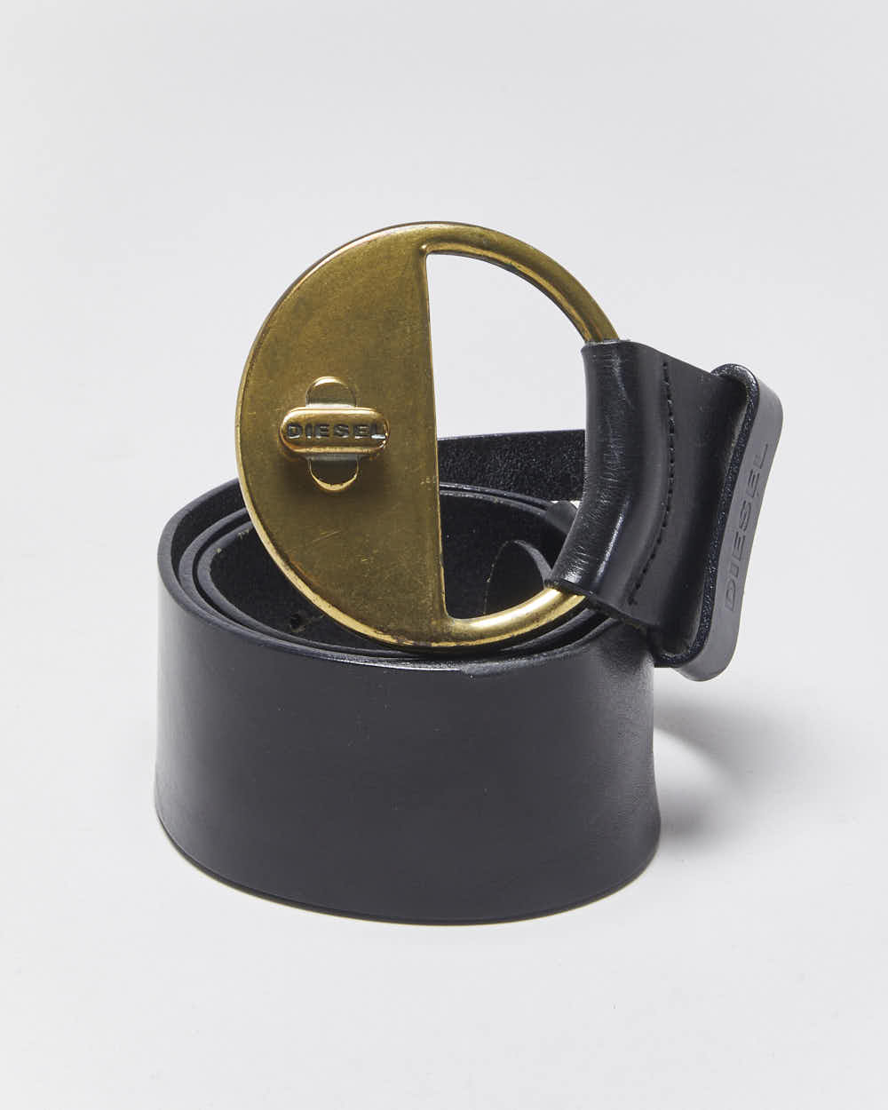 Vintage Y2k 2000s Diesel Chunky Leather Round Buckle Belt W30-W34
