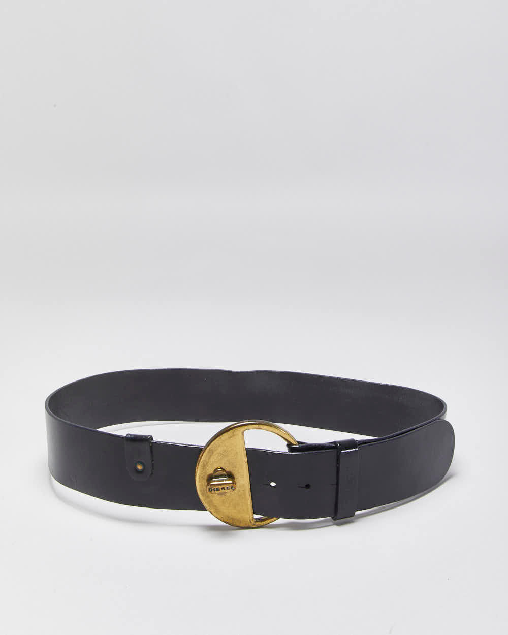 Vintage Y2k 2000s Diesel Chunky Leather Round Buckle Belt W30-W34