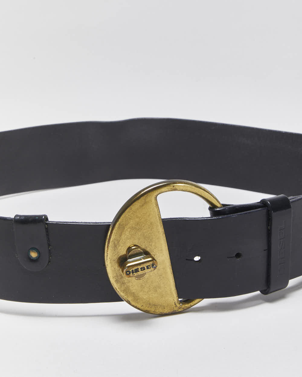 Vintage Y2k 2000s Diesel Chunky Leather Round Buckle Belt W30-W34