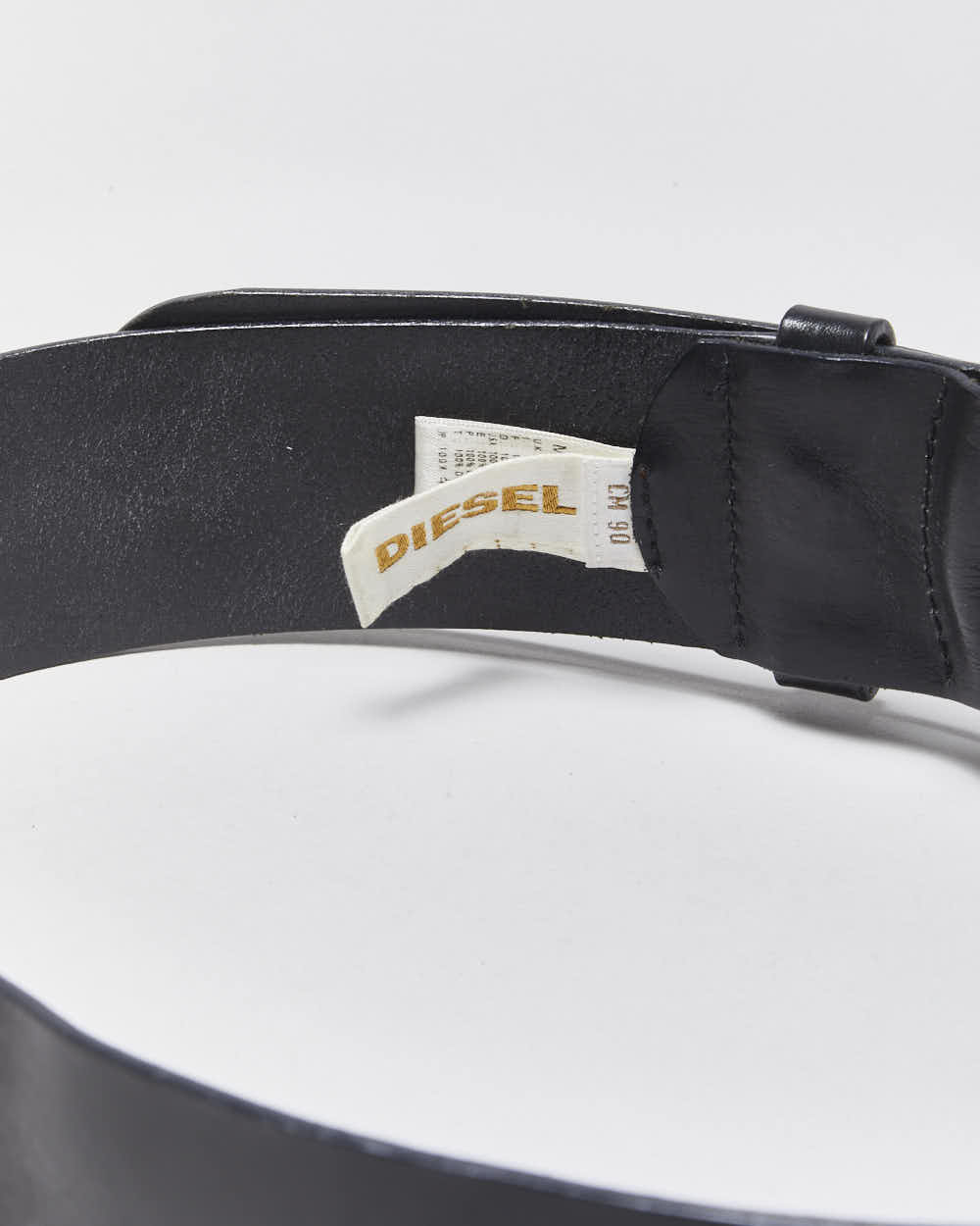 Vintage Y2k 2000s Diesel Chunky Leather Round Buckle Belt W30-W34