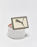 Vintage Y2K 00s Puma White Patent Leather Cream Buckle Belt - W29-W34