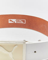 Vintage Y2K 00s Puma White Patent Leather Cream Buckle Belt - W29-W34