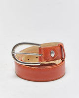 Vintage Longchamp Grained Saddle Tan Leather Oval Buckle Belt - W33-W36