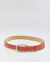 Vintage Longchamp Grained Saddle Tan Leather Oval Buckle Belt - W33-W36