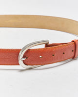 Vintage Longchamp Grained Saddle Tan Leather Oval Buckle Belt - W33-W36
