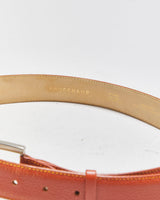 Vintage Longchamp Grained Saddle Tan Leather Oval Buckle Belt - W33-W36