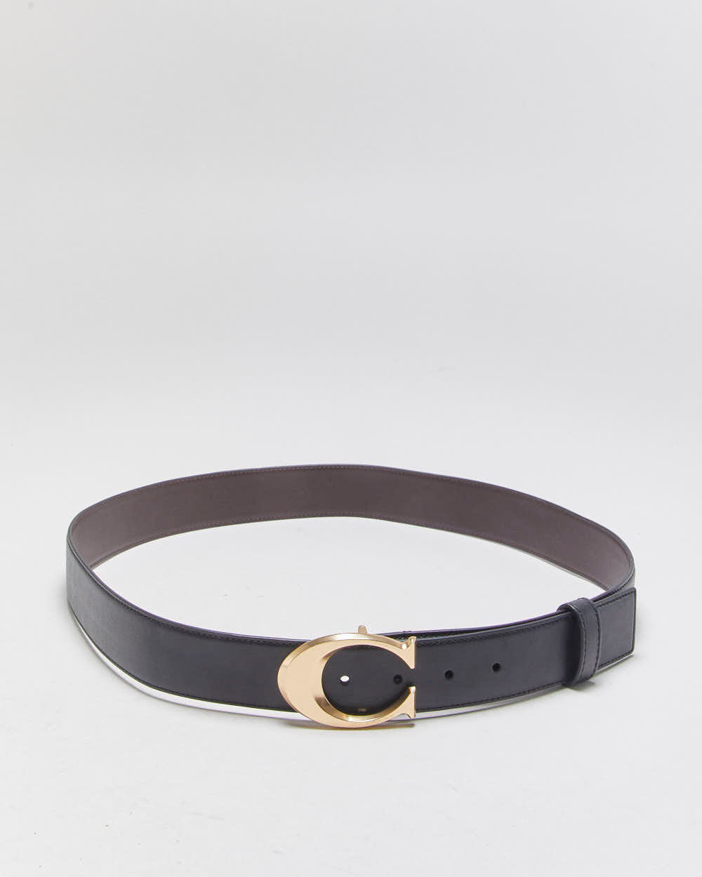 Coach Black Leather Signature C Buckle Belt - W36-W40