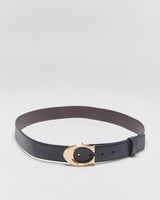 Coach Black Leather Signature C Buckle Belt - W36-W40