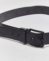 Coach Black Grey Canvas Leather Signature C Monogram Reversible Matte Buckle Belt - W36-W40