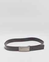 Versace Collection Mocha Brown Leather Medusa Plaque Buckle Belt - W35-W39