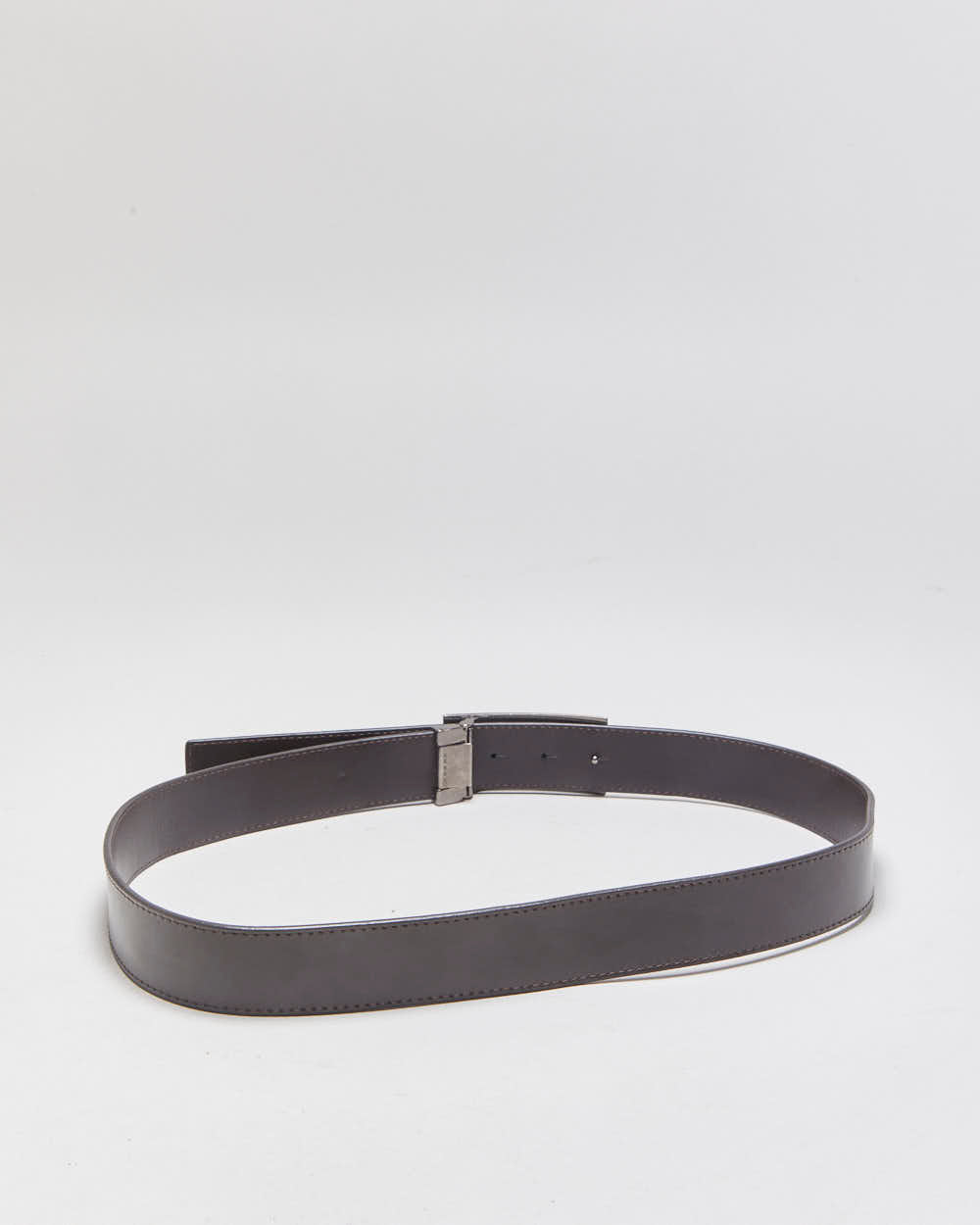 Versace Collection Mocha Brown Leather Medusa Plaque Buckle Belt - W35-W39