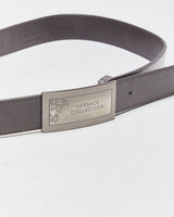 Versace Collection Mocha Brown Leather Medusa Plaque Buckle Belt - W35-W39