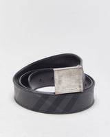 Vintage Burberry Nova Check Canvas Leather Square Plaque Buckle Belt - W32-W40