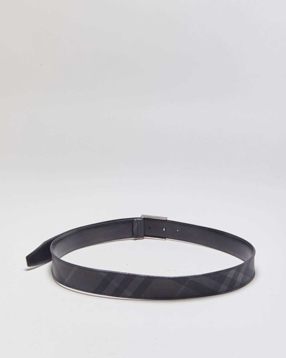 Vintage Burberry Nova Check Canvas Leather Square Plaque Buckle Belt - W32-W40