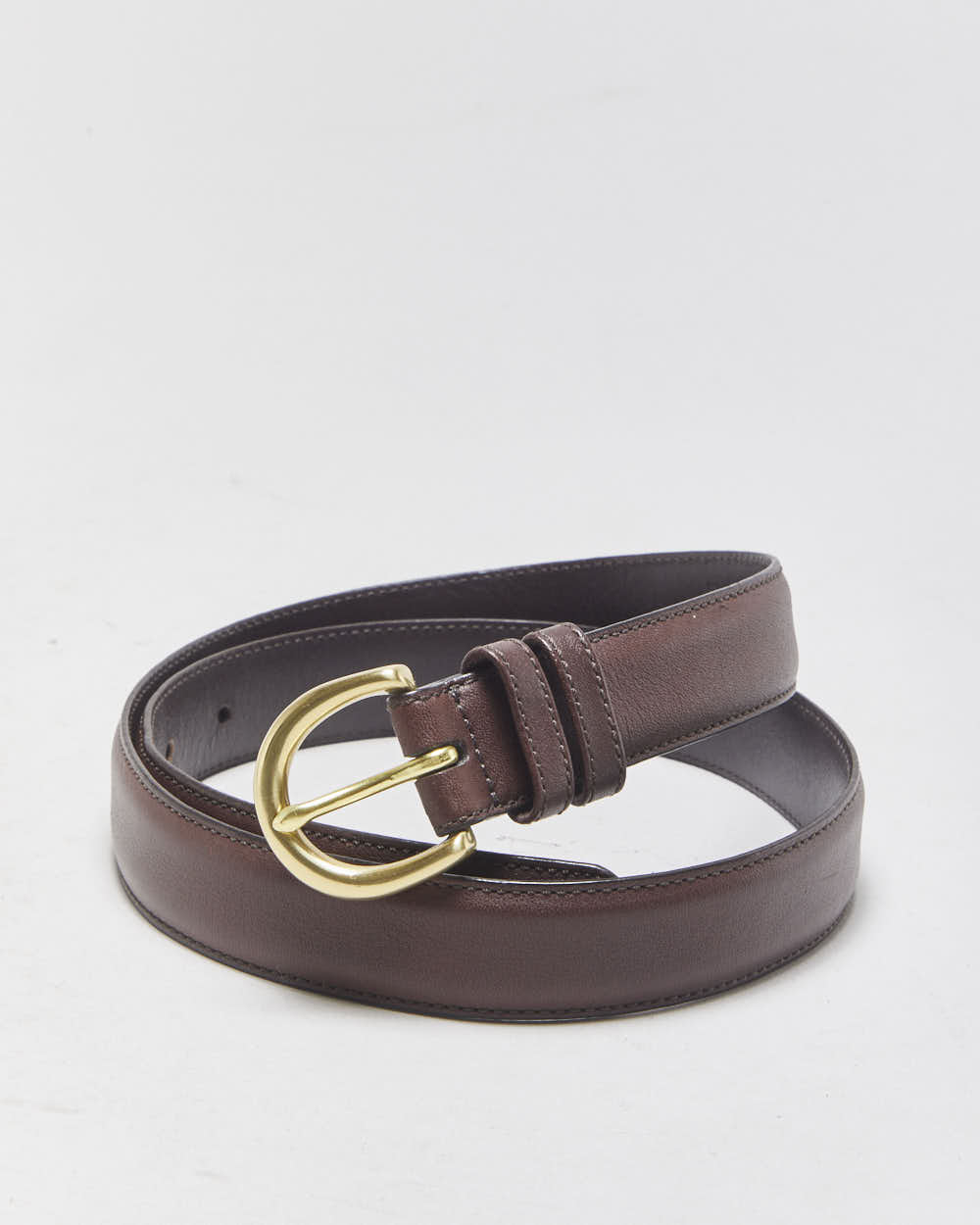 Coach Chocolate Leather Gold Oval Buckle Belt - W29-W33