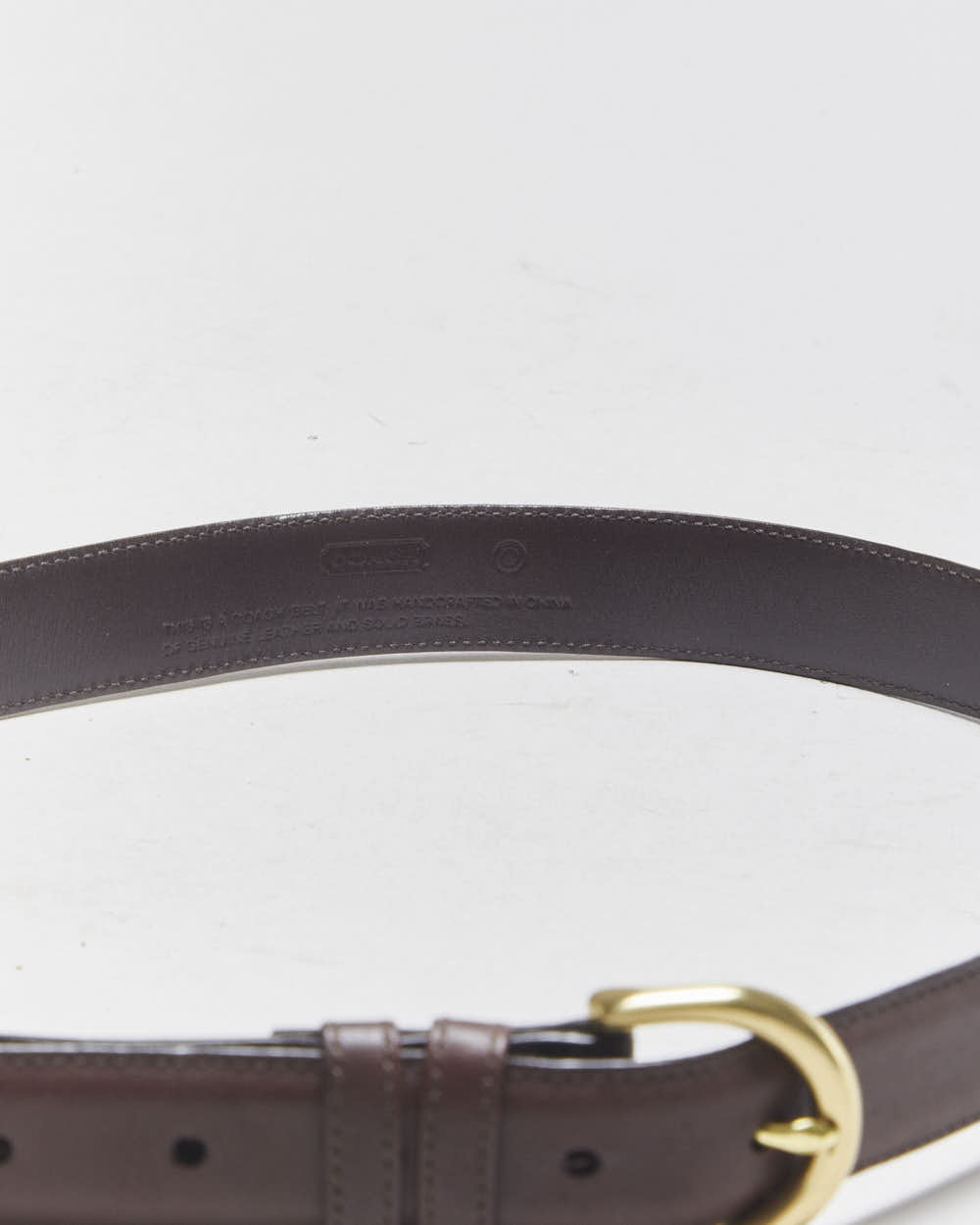 Coach Chocolate Leather Gold Oval Buckle Belt - W29-W33