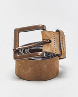 Vintage Y2K 00s Diesel B-Solid Extra Touch Suede Leather Square Patina Buckle Belt - W36-W40