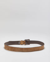 Vintage Y2K 00s Diesel B-Solid Extra Touch Suede Leather Square Patina Buckle Belt - W36-W40
