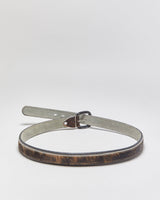 Vintage Y2K 00s Black Leather Pony Hair Contrast Stitch Buckle Belt - W38-W44