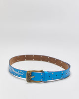 Vintage Y2K 00s Ed Hardy Signature Crystal Studded Embossed Brass Buckle Belt - W34-W41