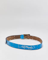 Vintage Y2K 00s Ed Hardy Signature Crystal Studded Embossed Brass Buckle Belt - W34-W41
