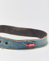 Vintage Y2K 00s Miss Sixty Frayed Denim Leather Brass Buckle Belt - W28-W32