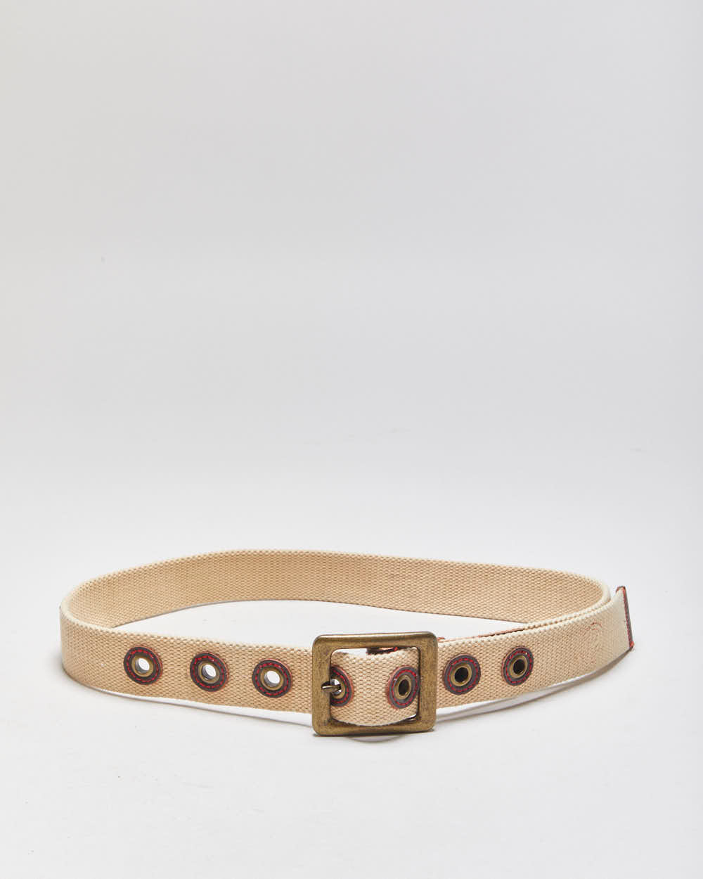 Vintage Y2K 00s Tough Jeans Inc. Canvas Brass Buckle Belt - W28-W38
