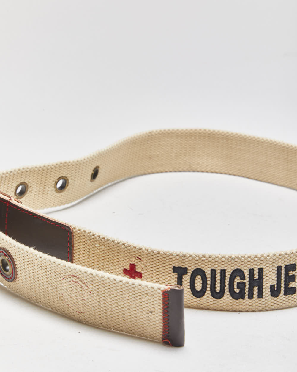 Vintage Y2K 00s Tough Jeans Inc. Canvas Brass Buckle Belt - W28-W38