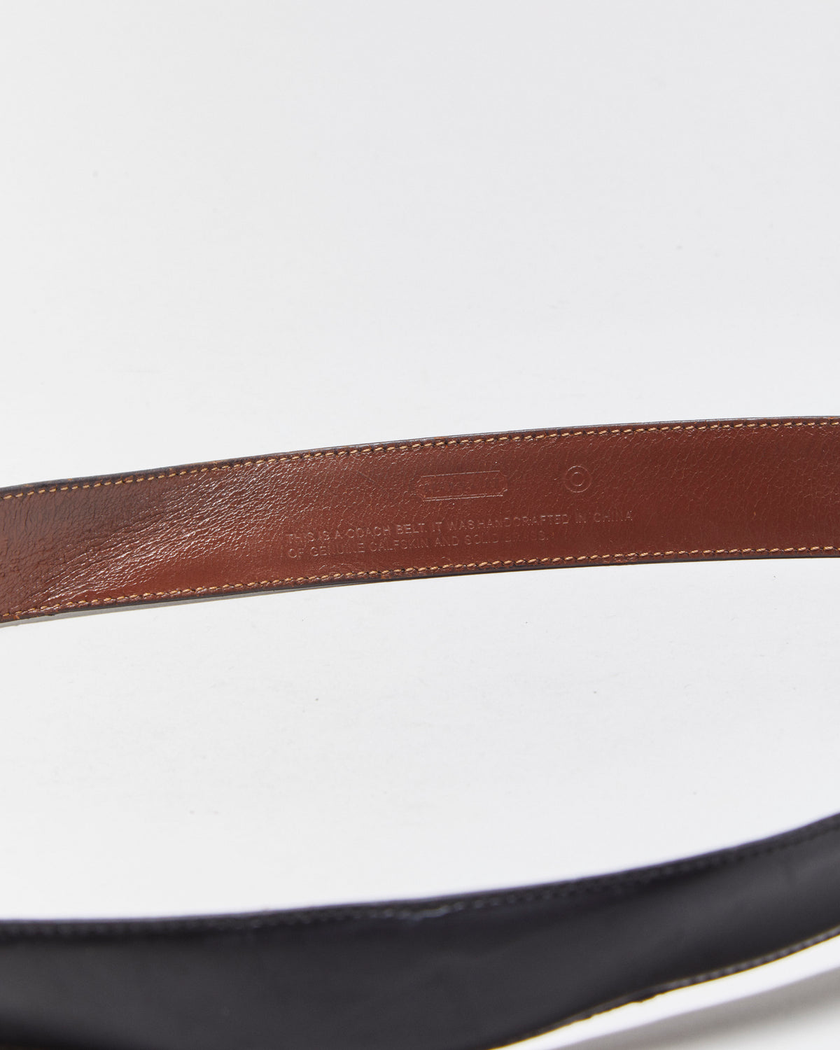 Vintage Coach Handcrafted Calfskin Leather Solid Brass Belt - W34-38