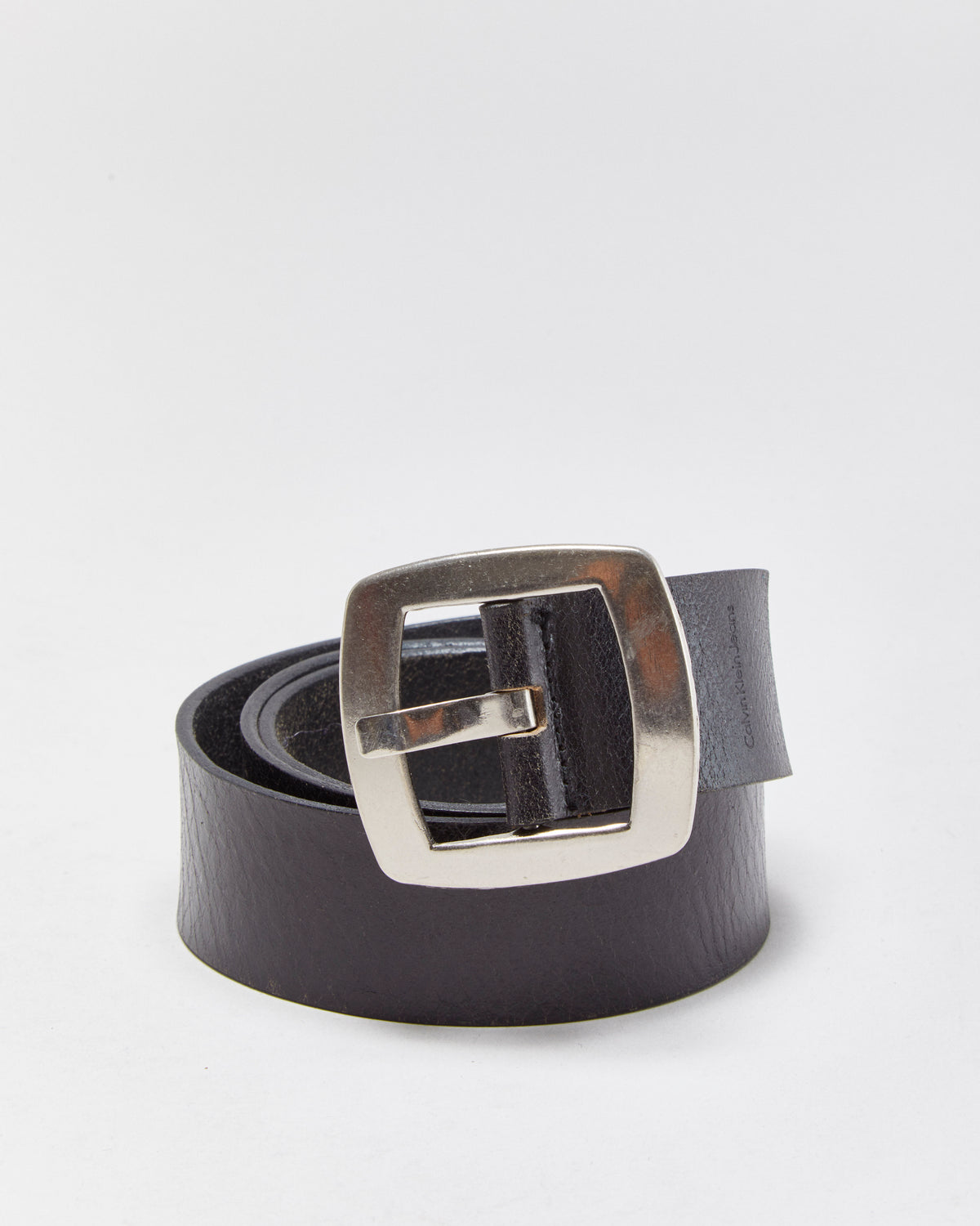 Vintage Y2K 00s Calvin Klein Jeans Grain Leather Sqaure Buckle Belt - W34-38