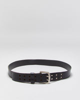 Vintage 1990s Blue Notes Grain Leather Made In America Double Prong Brass Buckle Belt - W33-41
