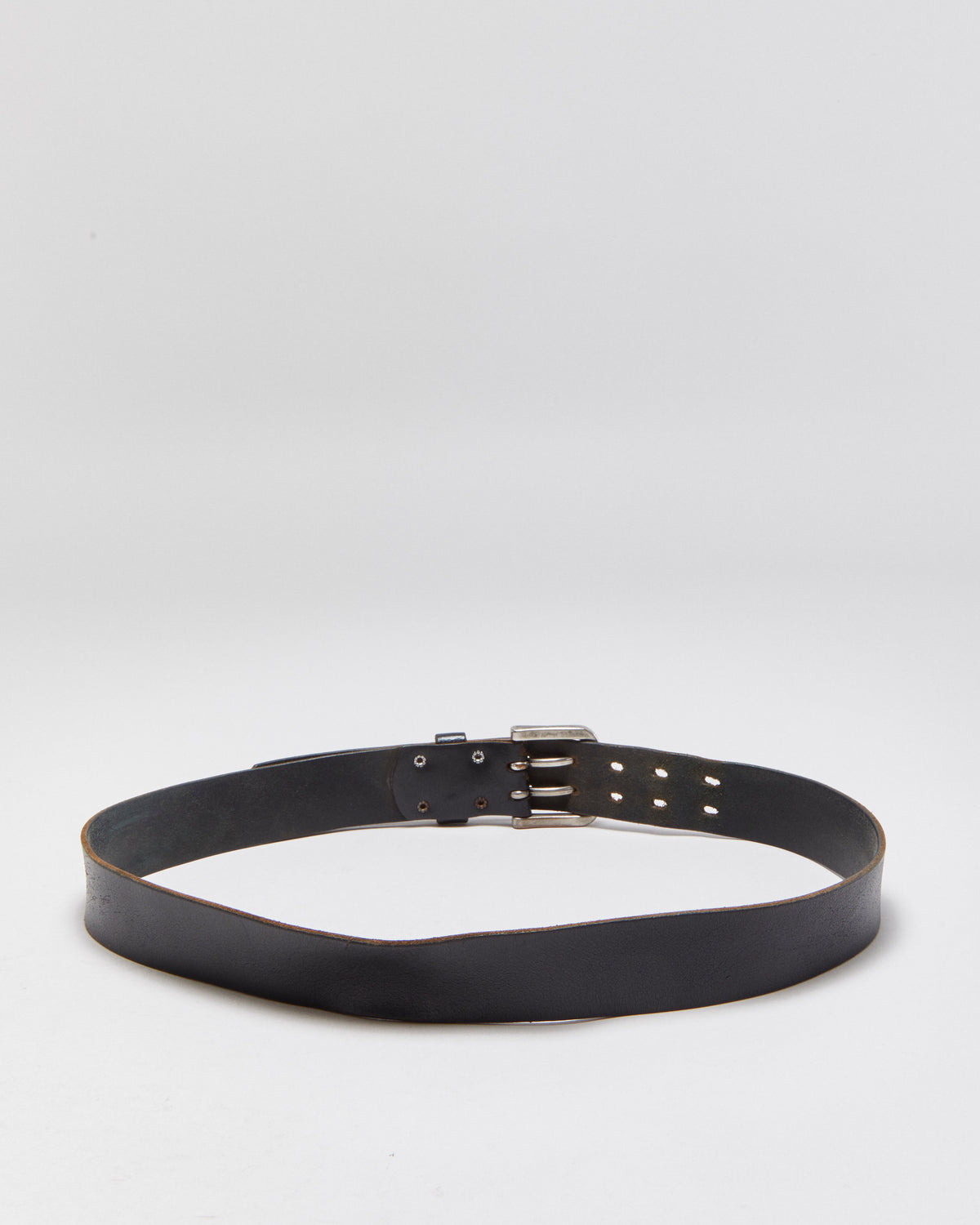 Vintage 1990s Blue Notes Grain Leather Made In America Double Prong Brass Buckle Belt - W33-41