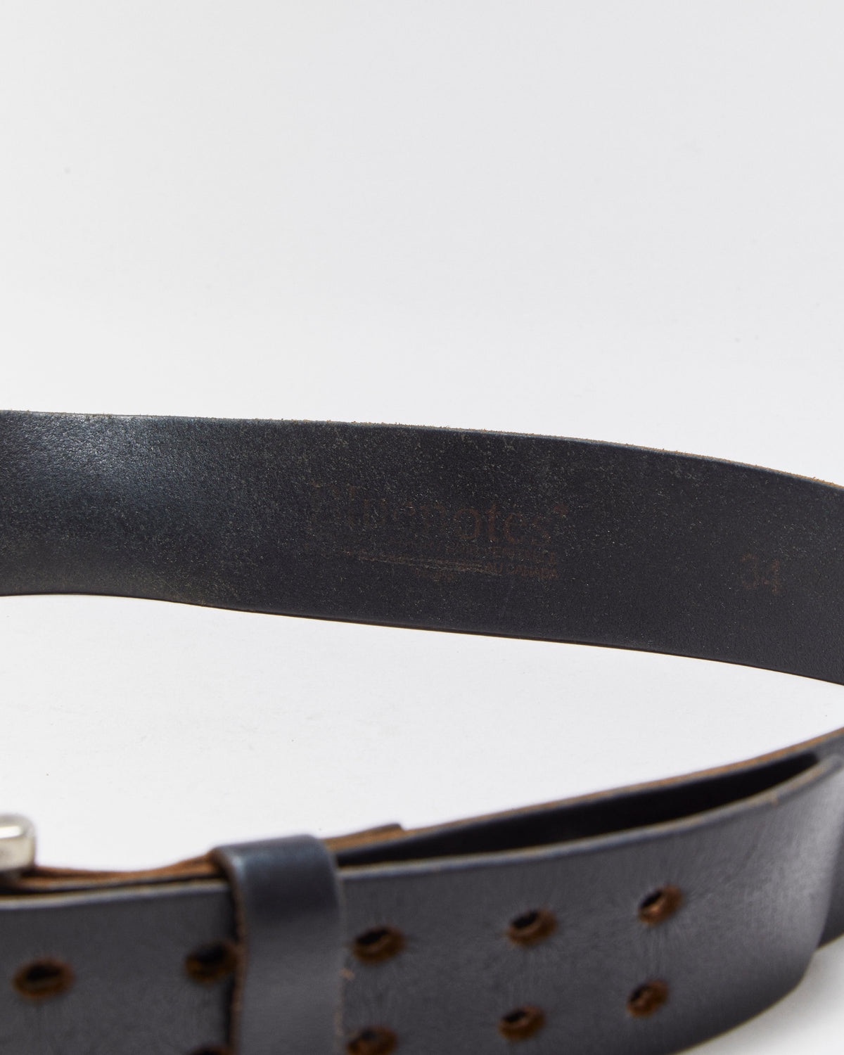 Vintage 1990s Blue Notes Grain Leather Made In America Double Prong Brass Buckle Belt - W33-41
