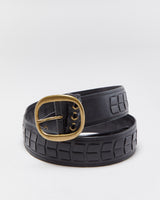 Vintage Coach Braided Leather Brass Oval Buckle Belt - W36-40