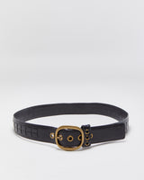 Vintage Coach Braided Leather Brass Oval Buckle Belt - W36-40