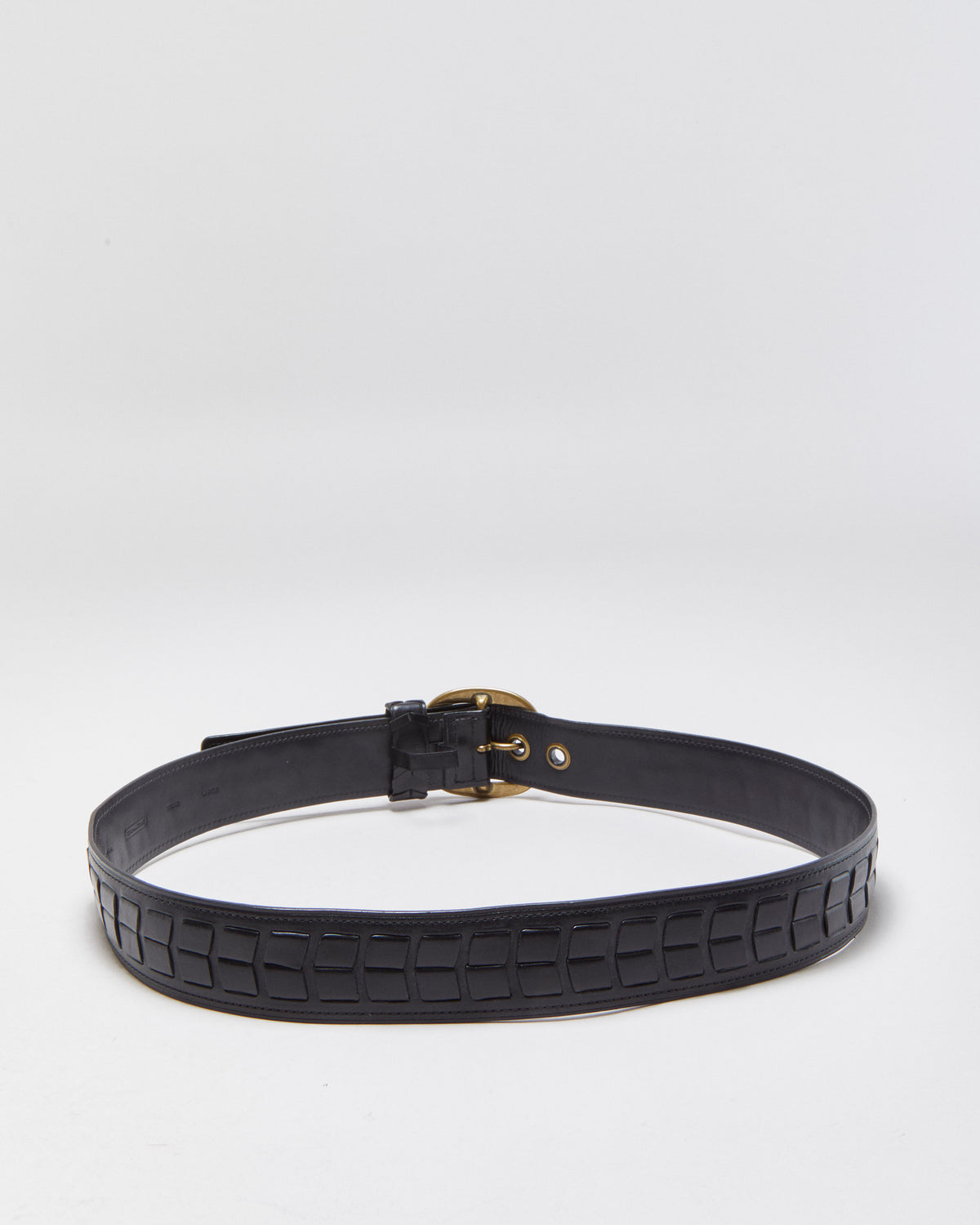 Vintage Coach Braided Leather Brass Oval Buckle Belt - W36-40