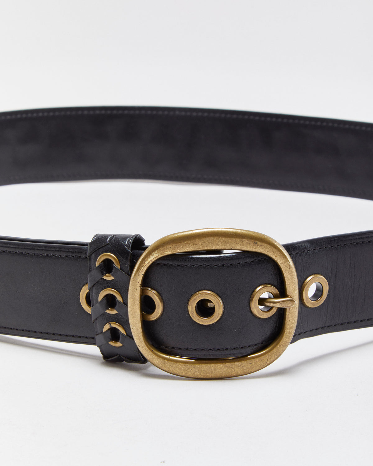 Vintage Coach Braided Leather Brass Oval Buckle Belt - W36-40