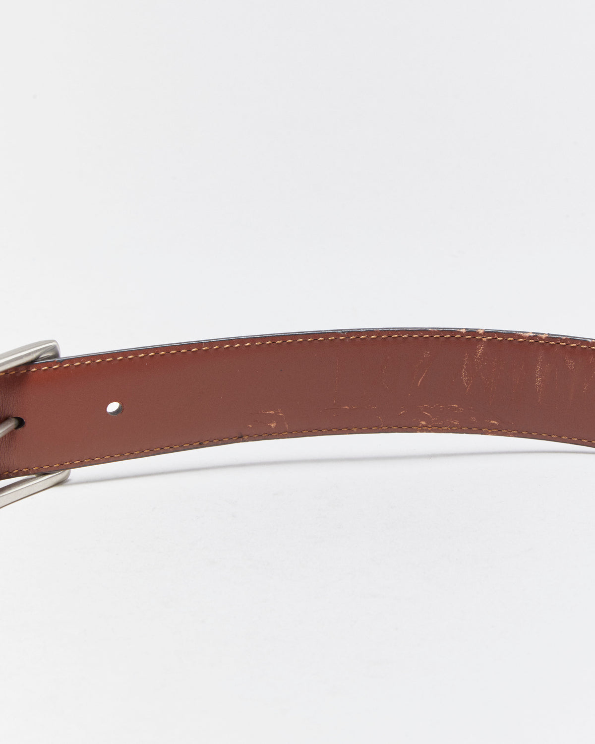 Vintage Coach Hand Crafted Calfskin Leather Silver Brass Buckle Belt - W42-46