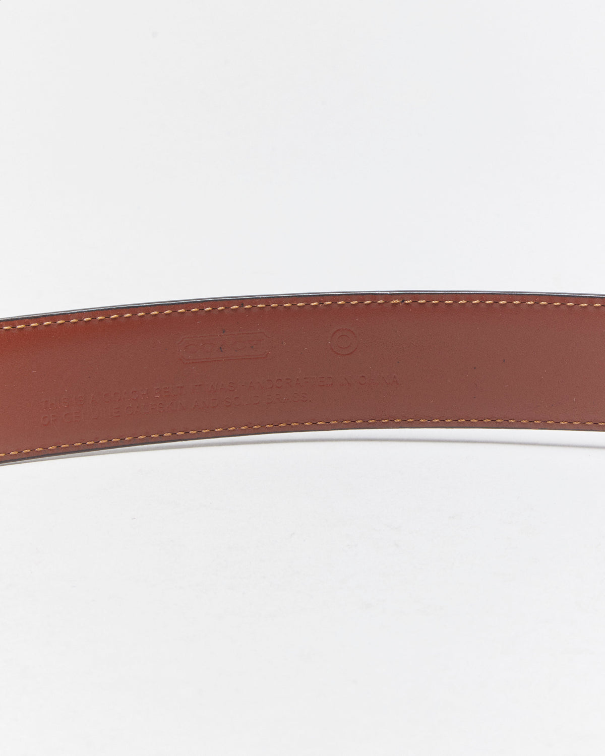 Vintage Coach Hand Crafted Calfskin Leather Silver Brass Buckle Belt - W42-46