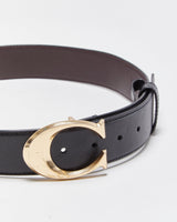 Coach Sculpted C Calfskin Leather Gold Brass Buckle Belt - W29-33