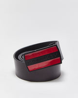Vintage True Religion Grain Leather Stripe Logo Buckle Belt - W38-44