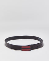 Vintage True Religion Grain Leather Stripe Logo Buckle Belt - W38-44