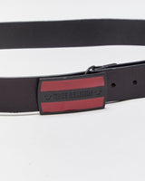 Vintage True Religion Grain Leather Stripe Logo Buckle Belt - W38-44