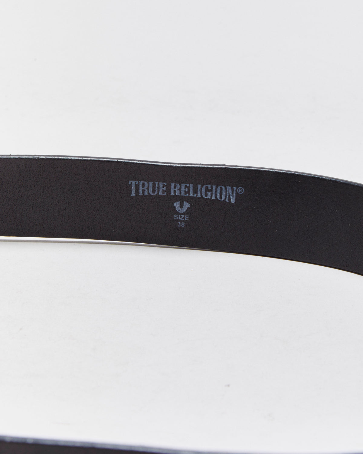 Vintage True Religion Grain Leather Stripe Logo Buckle Belt - W38-44