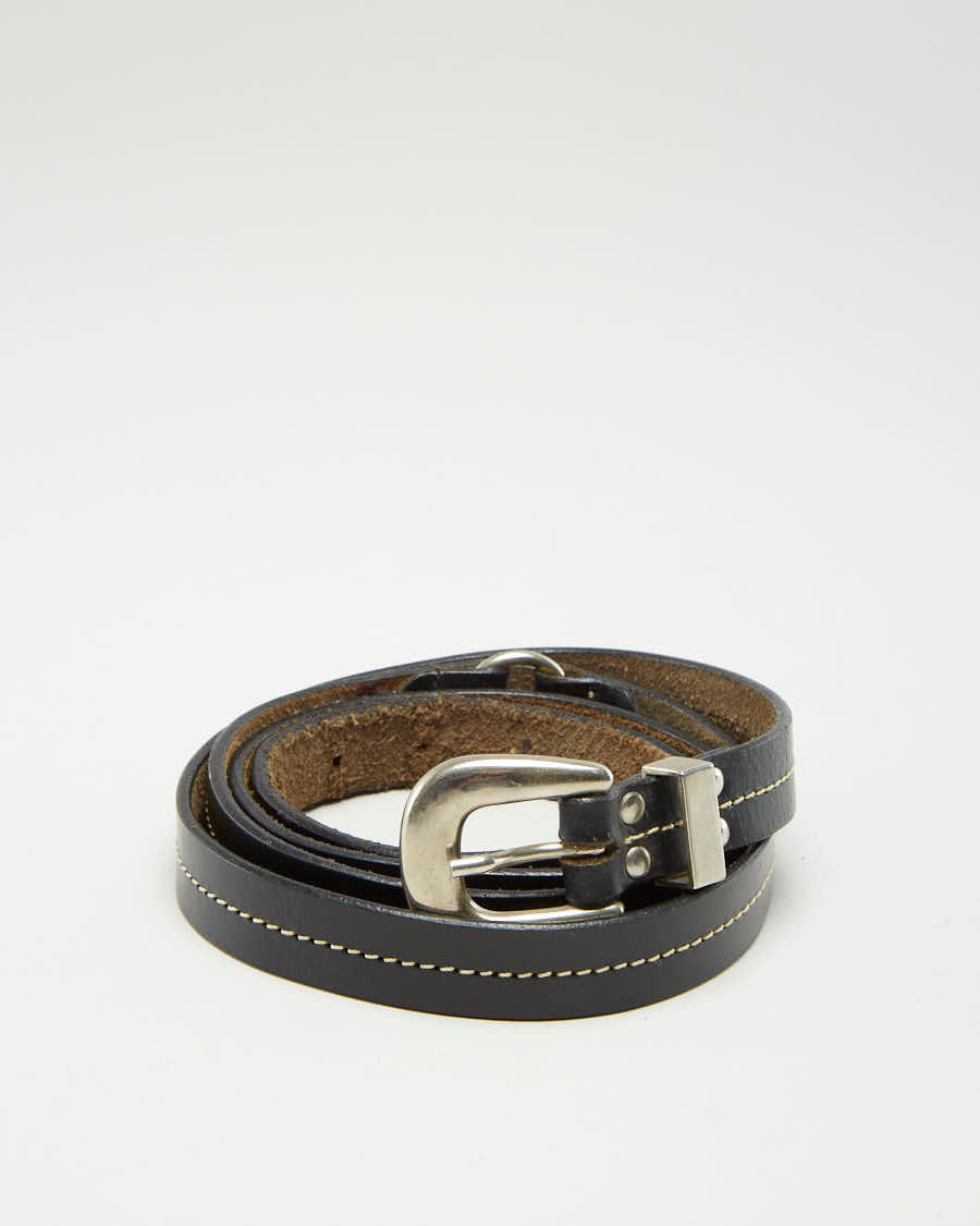 Black Leather Skinny Belt - L59 W2