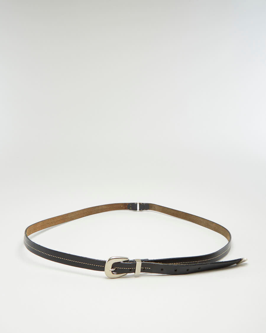 Black Leather Skinny Belt - L59 W2