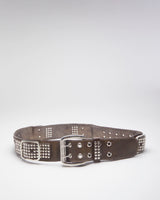 Brown Leather Studded Belt - W36