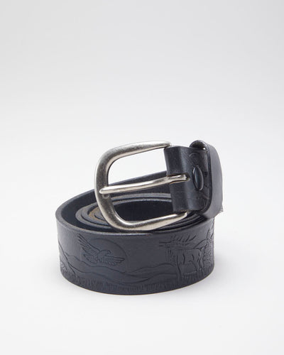 Vintage Black Western Patterned Leather Belt - W42